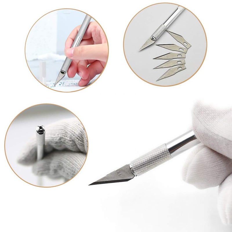 Comidox 2 Sets Stainless Steel Precision Carving Cutter Craft Knife Solid Metal Pen Knife Razor Tool for Phone PC Tablet Drone Repair DIY Art Work Sculpture - Image 3